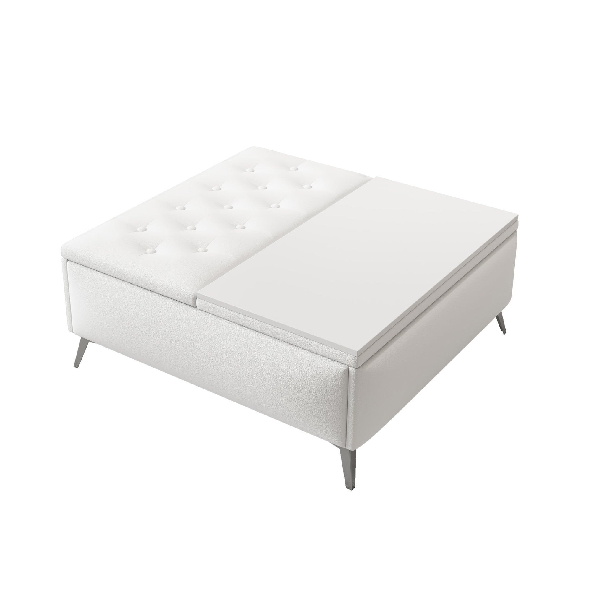 Banc de rangement carré de 35 pouces de large, table basse avec plateau relevable, ottoman de rangement surdimensionné rembourré pour le salon
