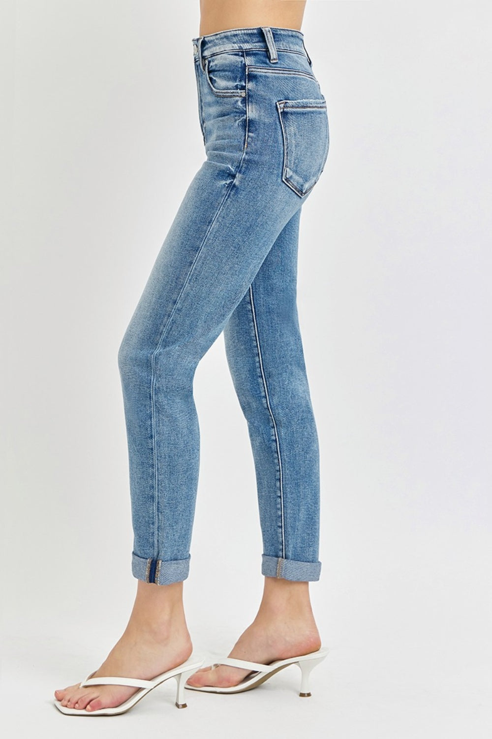 Jean court taille haute à revers Risen
