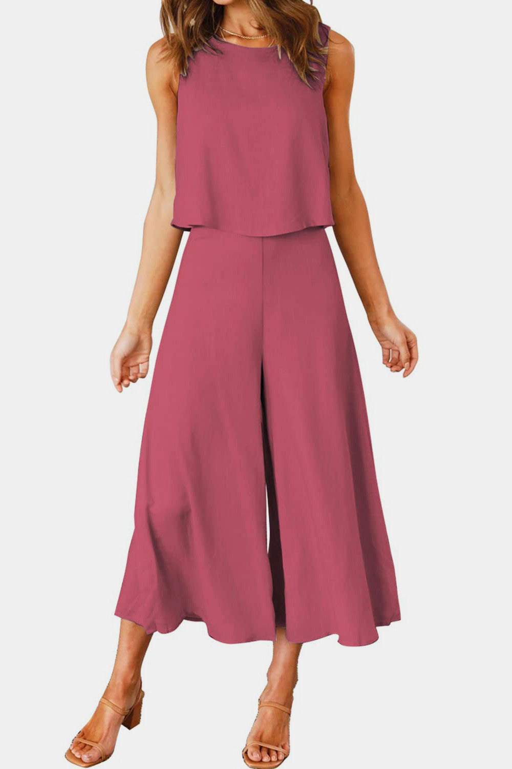 Ensemble haut à col rond et pantalon large