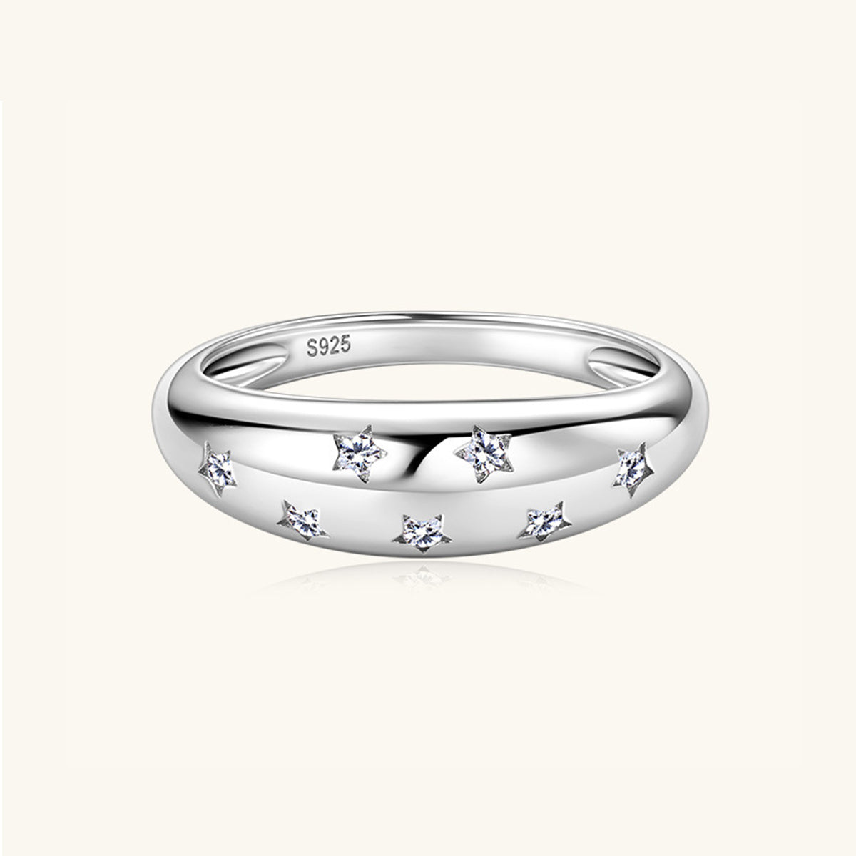 Bague étoile en argent sterling 925 incrustée de moissanite