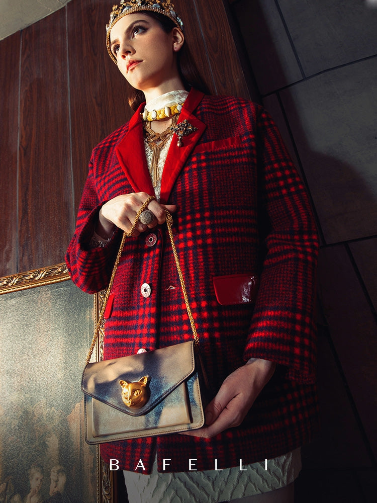 Sac de créateur original pour femmes, nouveau sac tête de chat, niche, sac léger de luxe en cuir pour femmes, sac messager à chaîne tendance