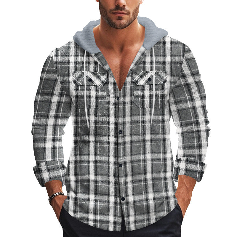 American Retro Autumn And Winter Men's Plaid Shirt