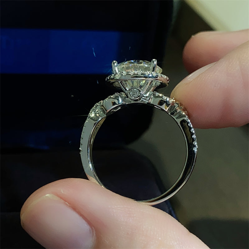 Bague en argent sterling 925 avec moissanite de 3 carats