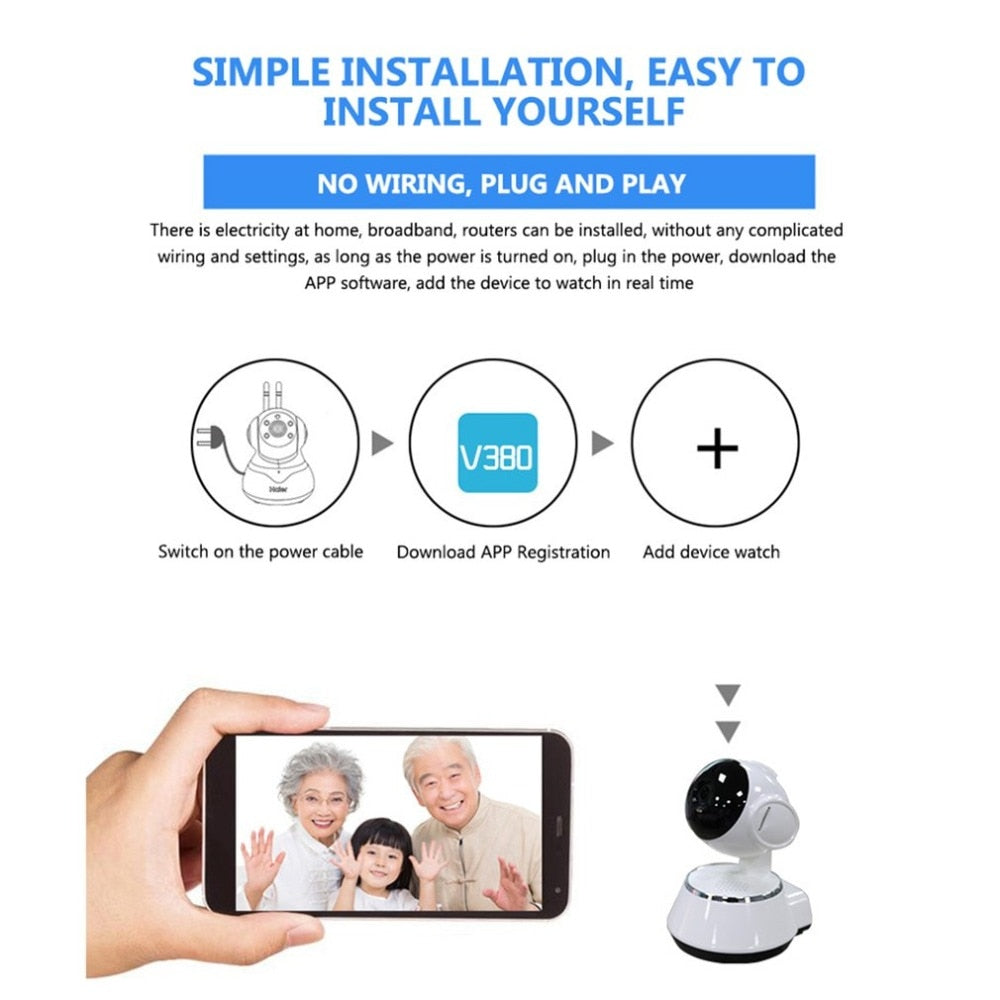 Babyphone portable, caméra IP WiFi 720p HD, sans fil, enregistrement audio et vidéo, surveillance à domicile