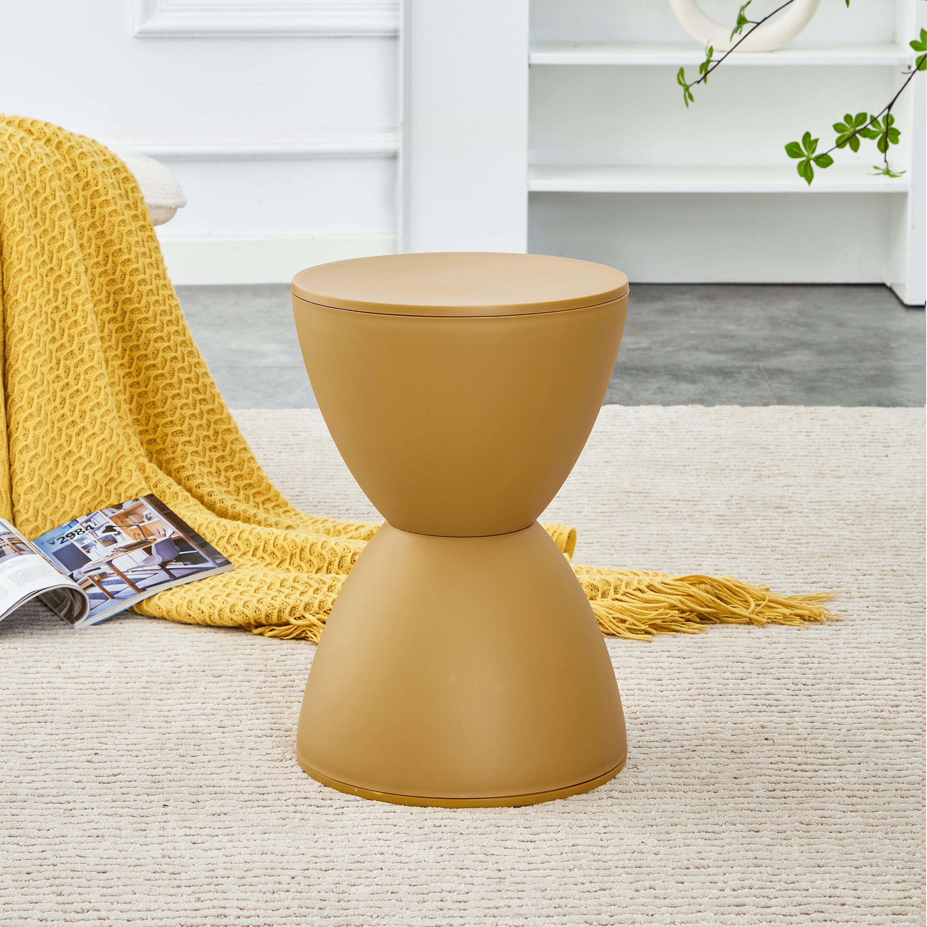 Tabouret de prix en plastique moutarde élégant table d'appoint jaune