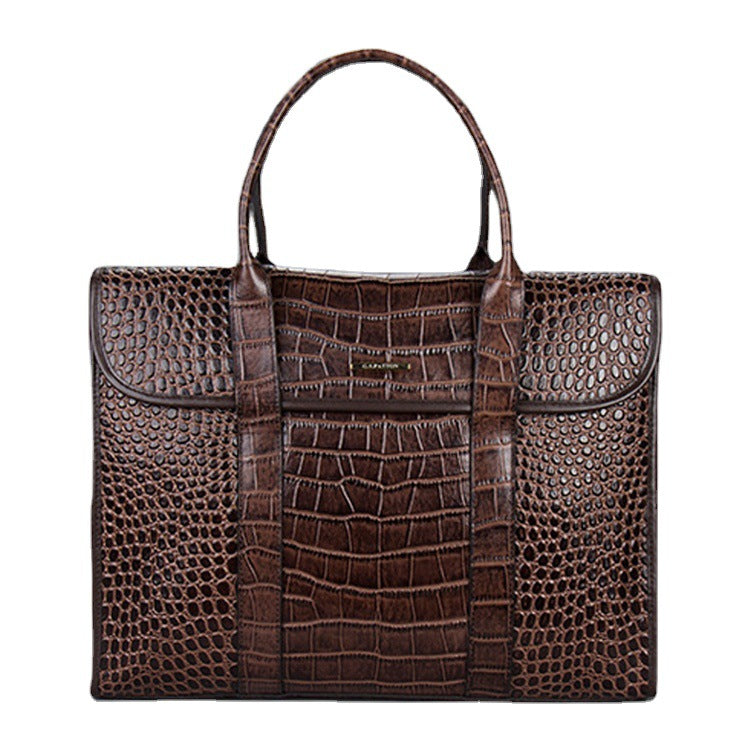 Sacoche pour ordinateur portable en cuir motif crocodile pour homme