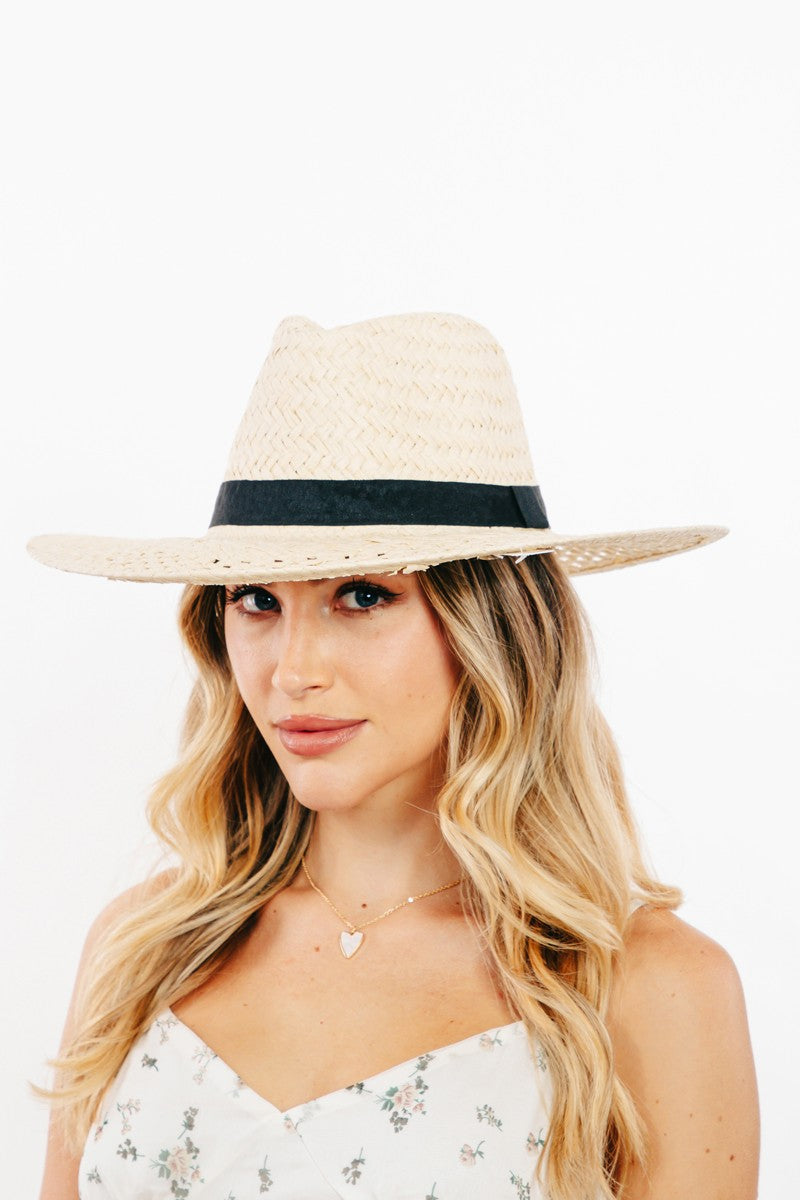 Chapeau de soleil en paille tressée Fame