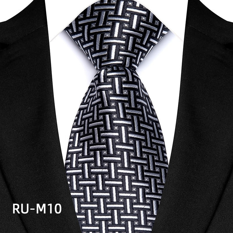 Cravate de costume pour homme à rayures haute densité et petites fleurs