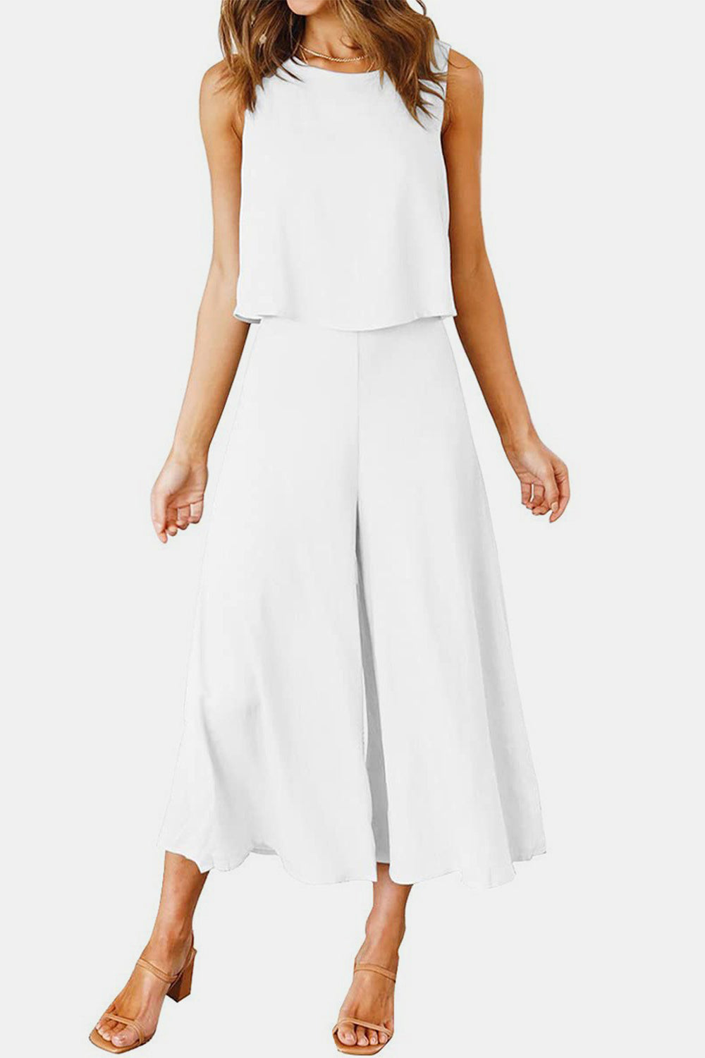 Ensemble haut à col rond et pantalon large