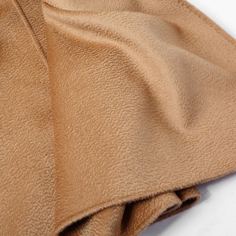Manteau en laine et cachemire pour femme, nouveau style automne et hiver, fait à la main, tissu double face ondulé