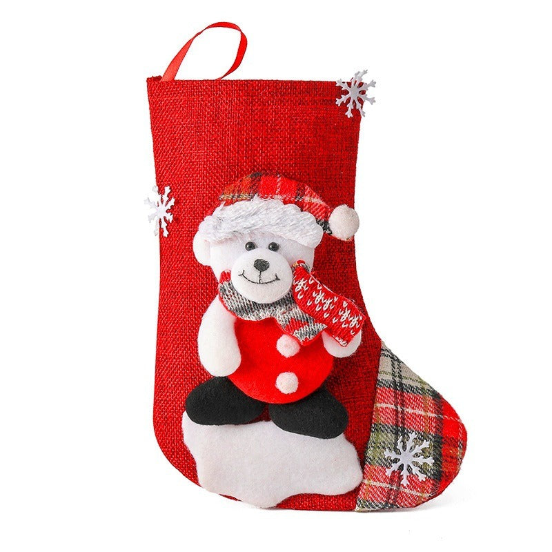 Sac cadeau de bonbons pour chaussettes de Noël Grand sac cadeau de chaussettes Père Noël Bonhomme de neige Élan Décorations de Noël