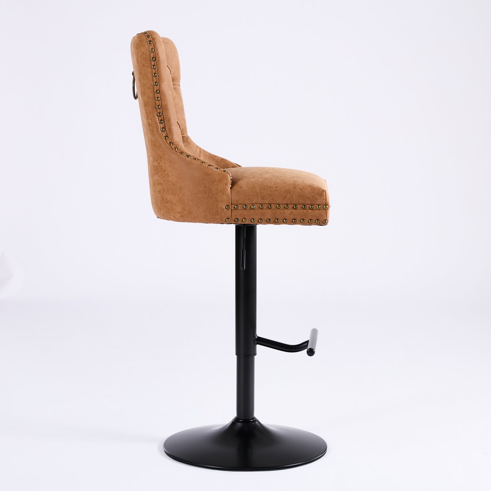 Tabouret de bar rotatif vintage en PU, hauteur d'assise réglable de 25 à 33 pouces, tabouret de bar moderne (orange, ensemble de 2 pièces)