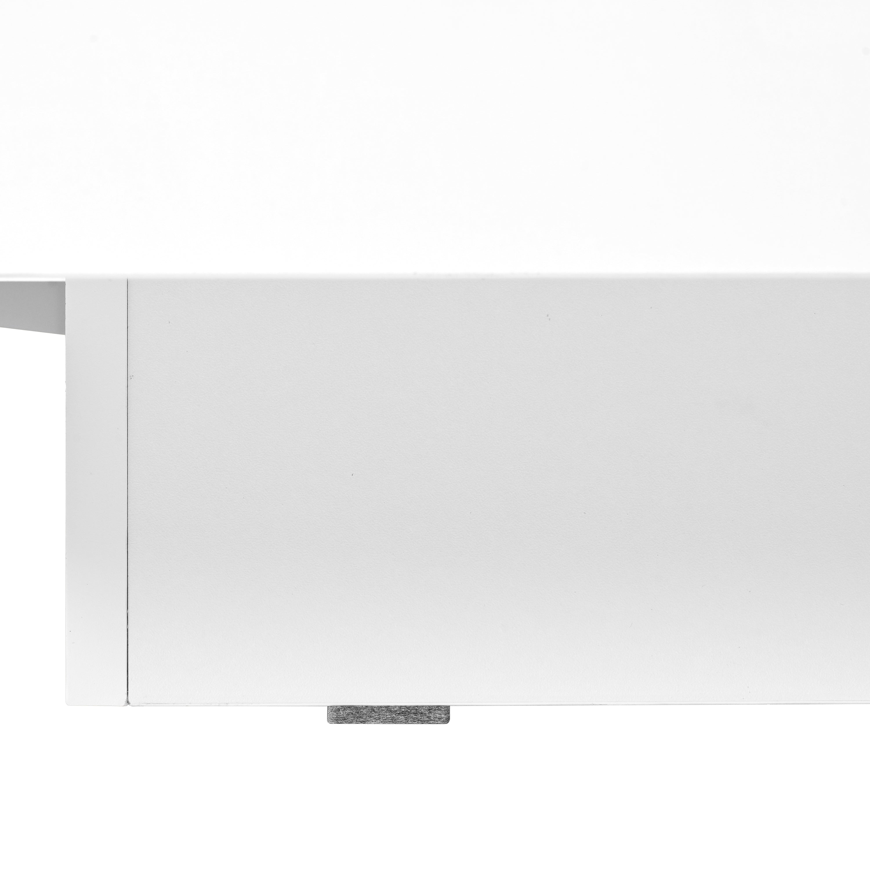 ON-TRANS 31,4 pouces x 31,4 pouces avec plateau coulissant, table centrale haute brillance, espace de rangement caché blanc