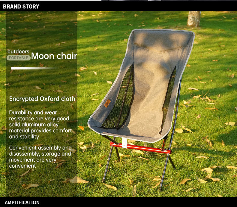 Chaise pliante d'extérieur rehaussée, chaise de lune portable, chaise de camping, de pêche, de loisirs, de plage, chaise arrière