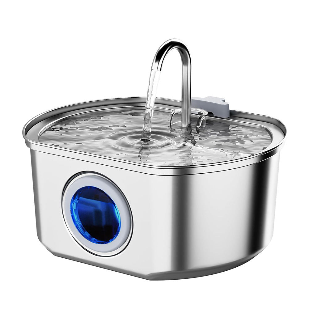 Fontaine à eau pour chat 3,2 L avec fenêtre de niveau d'eau, fontaine à eau automatique en acier inoxydable pour animaux de compagnie, distributeur d'eau pour chien, USB durable