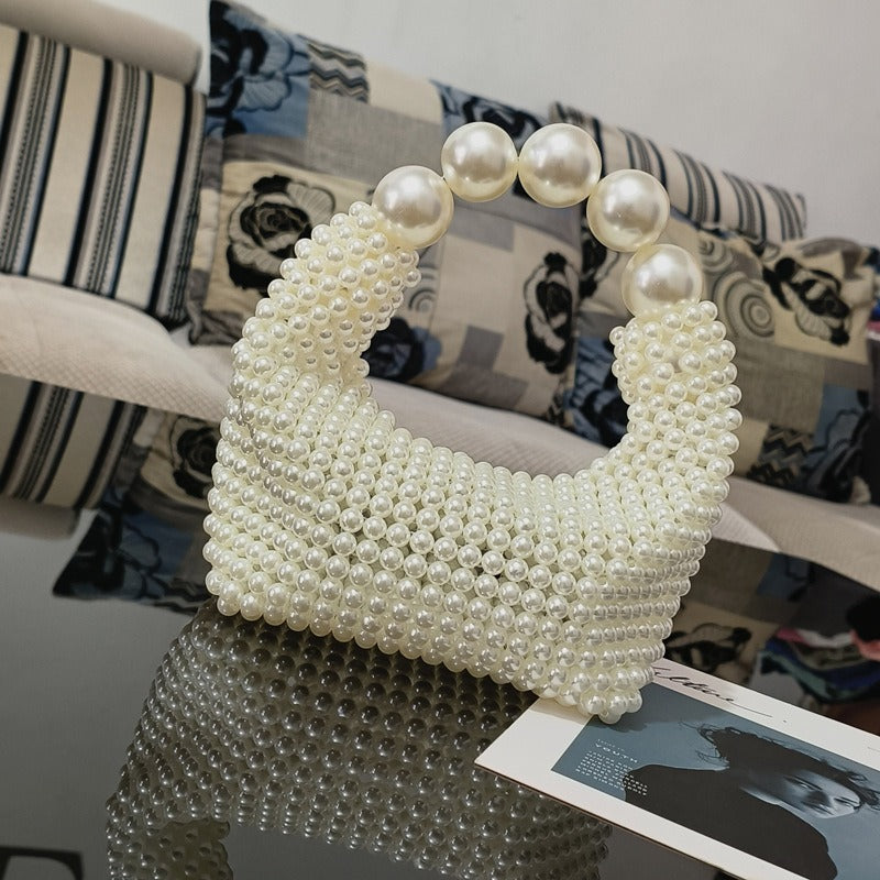 Sac de dîner tissé à la main, sac perlé, grand sac perlé, nouveau sac à main d'été de célébrité Internet