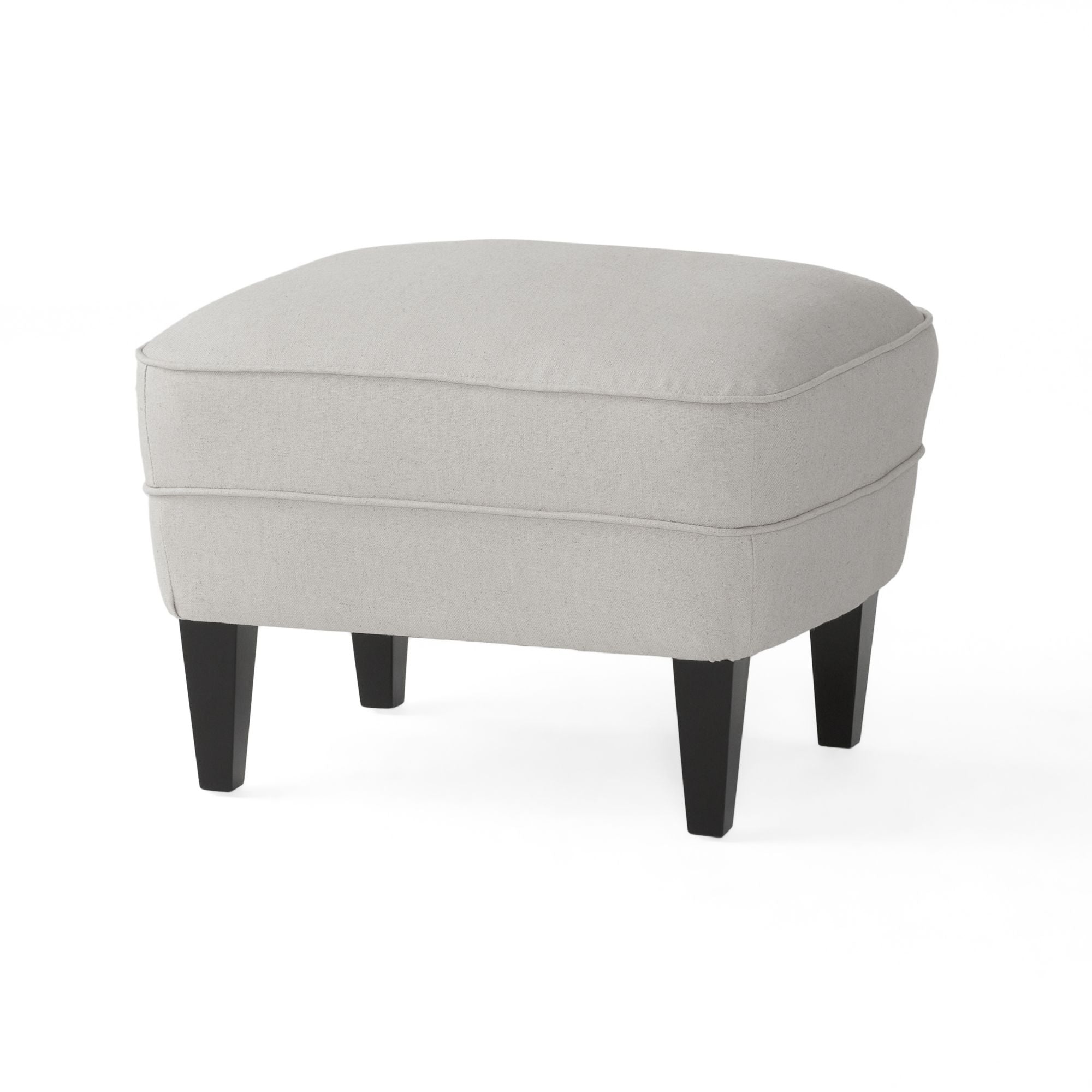 Ensemble de fauteuil club et ottoman en tissu gris clair moderne, fauteuil rembourré élégant, associé à un style ottoman