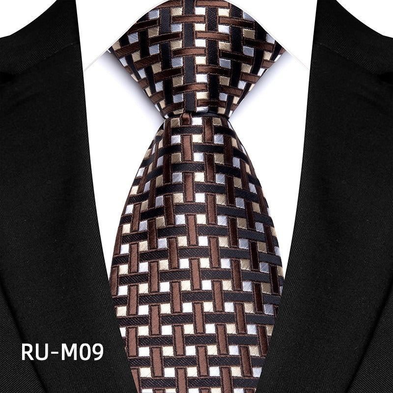 Cravate de costume pour homme à rayures haute densité et petites fleurs