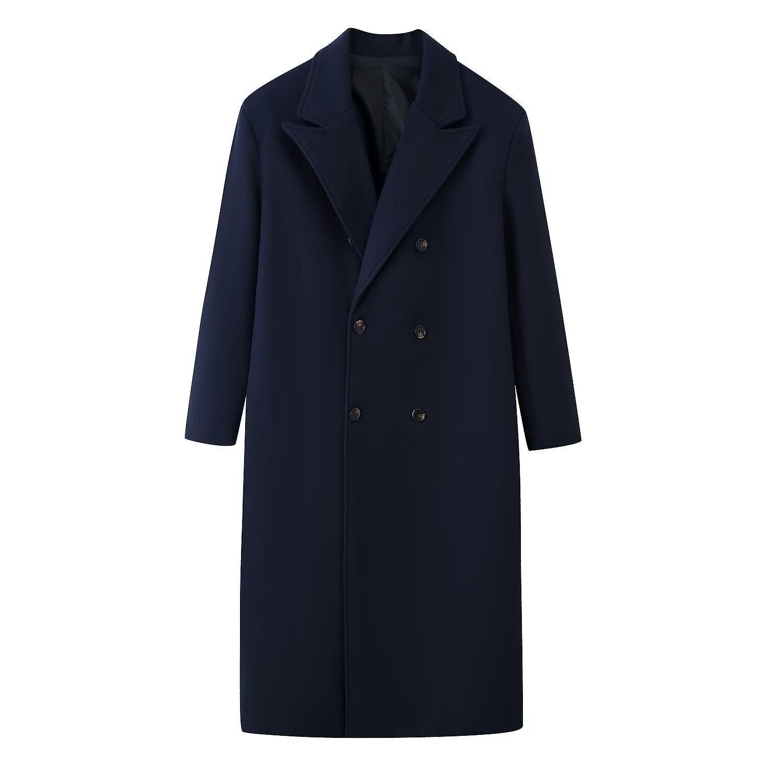 Double breasted long coat woolen jacket