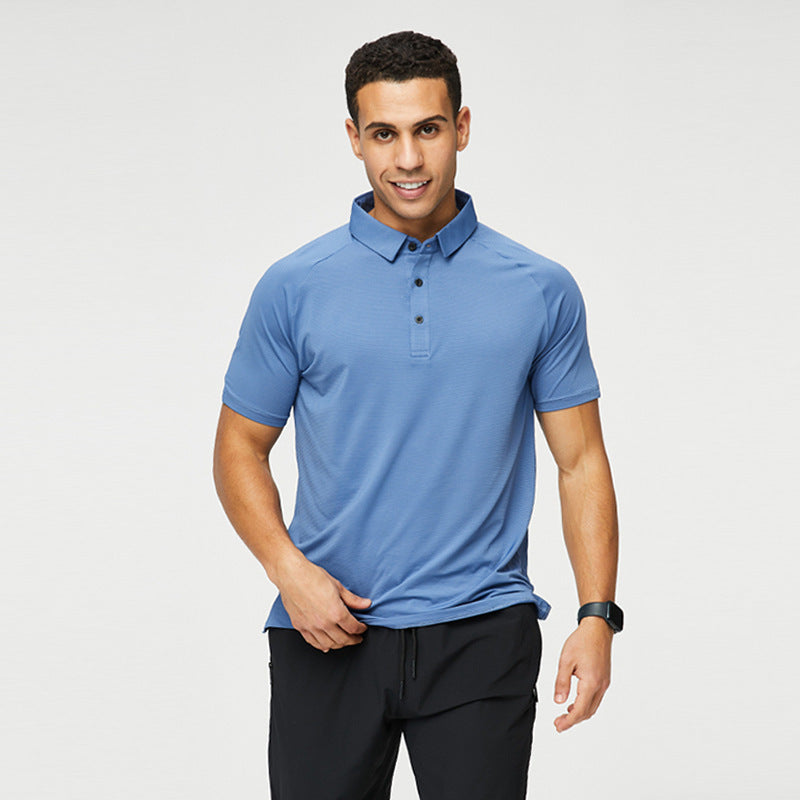 Polo de sport à séchage rapide pour homme, haut d'été à manches courtes et col business, séchage rapide, pour course à pied, fitness, entraînement