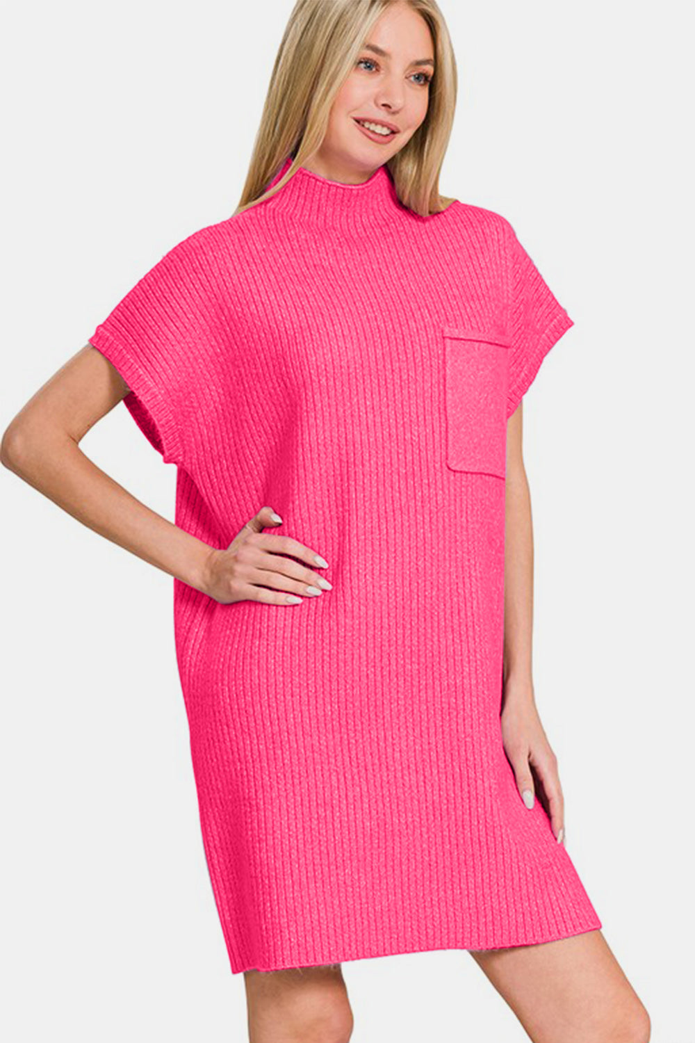Robe mini-pull à manches courtes Zenana