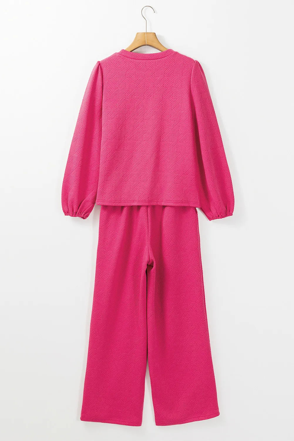 Ensemble haut à manches longues et pantalon à col rond