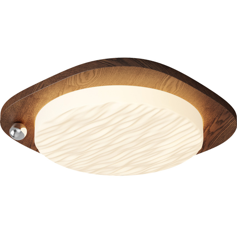 Bedroom lamp retro walnut wood grain full spectrum eye protection lamp ceiling lamp