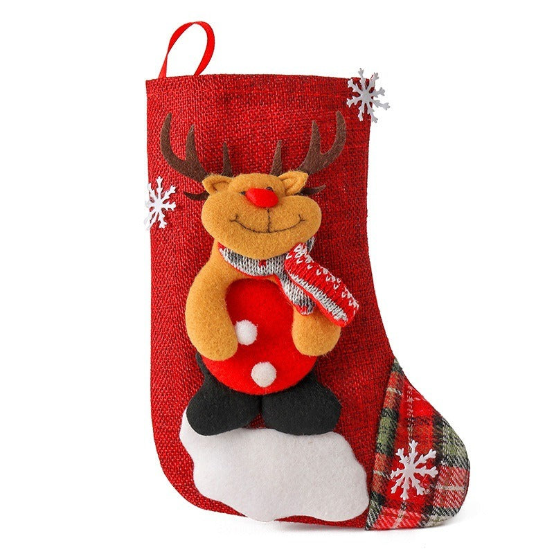 Sac cadeau de bonbons pour chaussettes de Noël Grand sac cadeau de chaussettes Père Noël Bonhomme de neige Élan Décorations de Noël