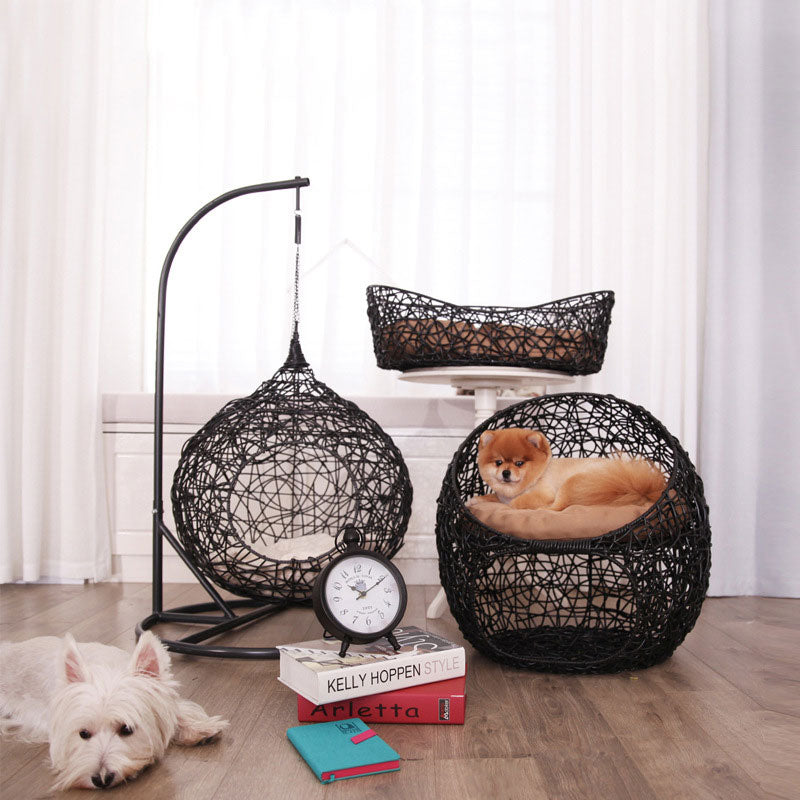 Panier pour animaux de compagnie, hamac pour chat rouge, chaise en rotin, lit universel pour chat, toutes saisons, petit chien, balançoire, nid pour chat, cadre d'escalade