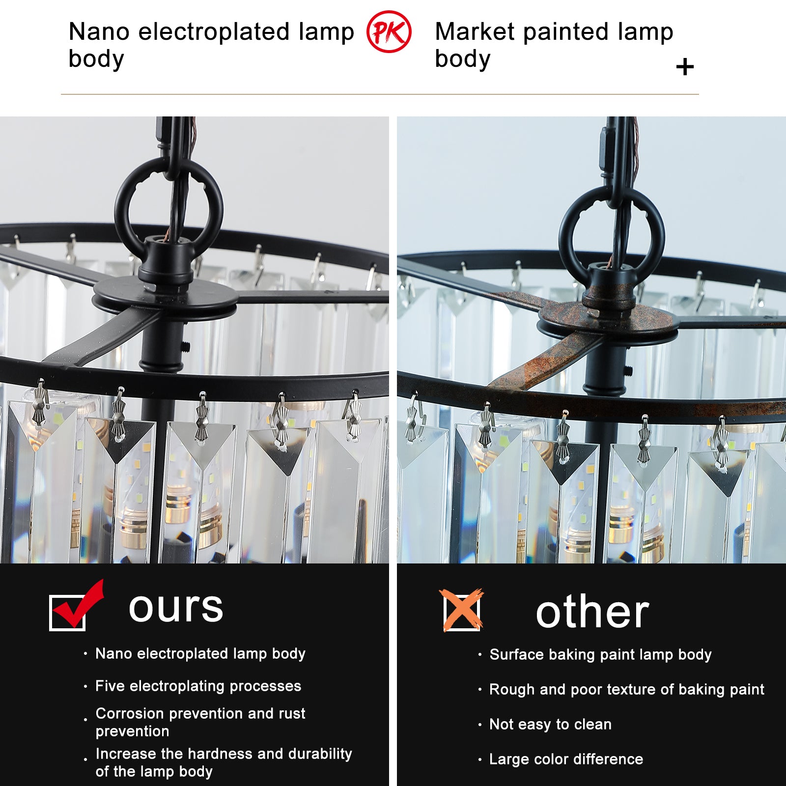 Black Luxury Crystal Chandelier Modern Chandeliers Lights Fixture Hanging Pendant Light Fixture for Dining Room Bedroom