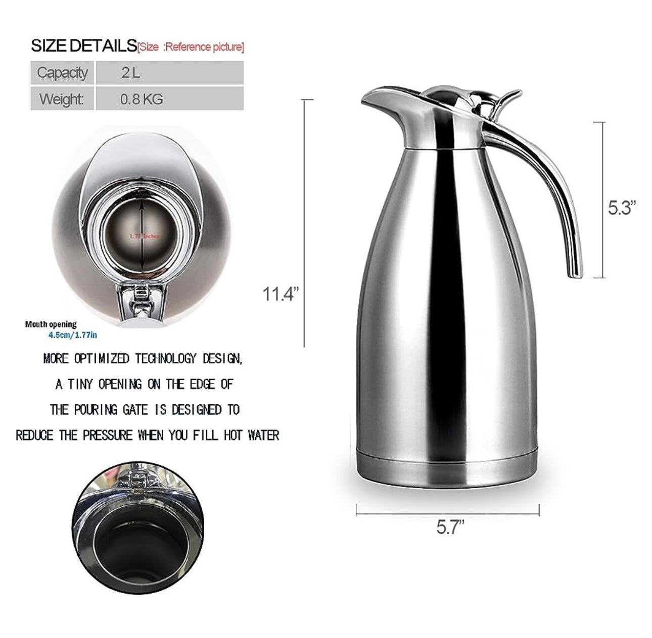 Sidas Stainless Steel Coffee Thermal Carafe/Double walled Thermos Insulated pot