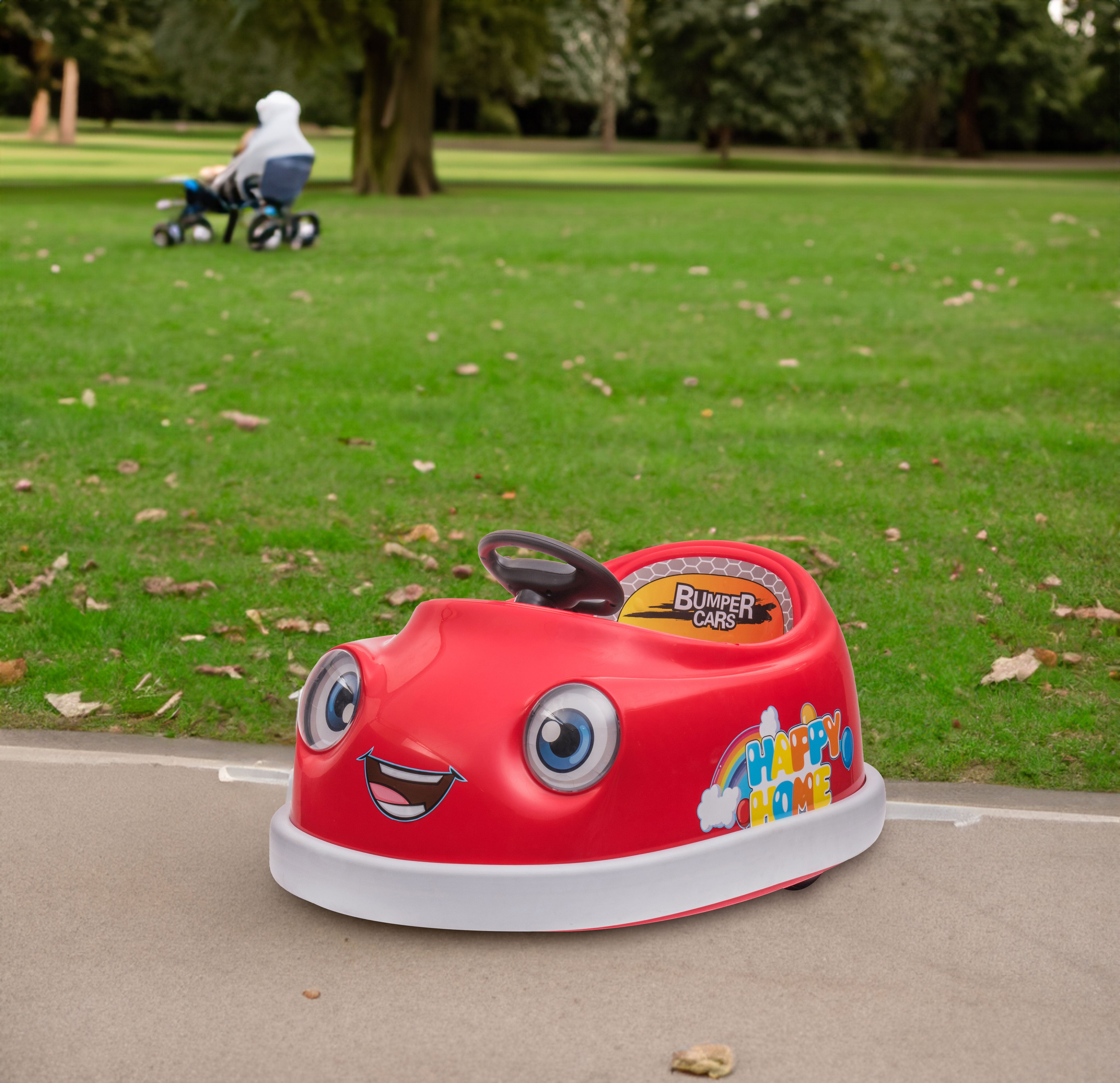 Auto tamponneuse pour enfants de 1 à 6 ans Voiture électrique pour enfants avec tige de poussée Assiette à dîner Musique Mode cheval à bascule
