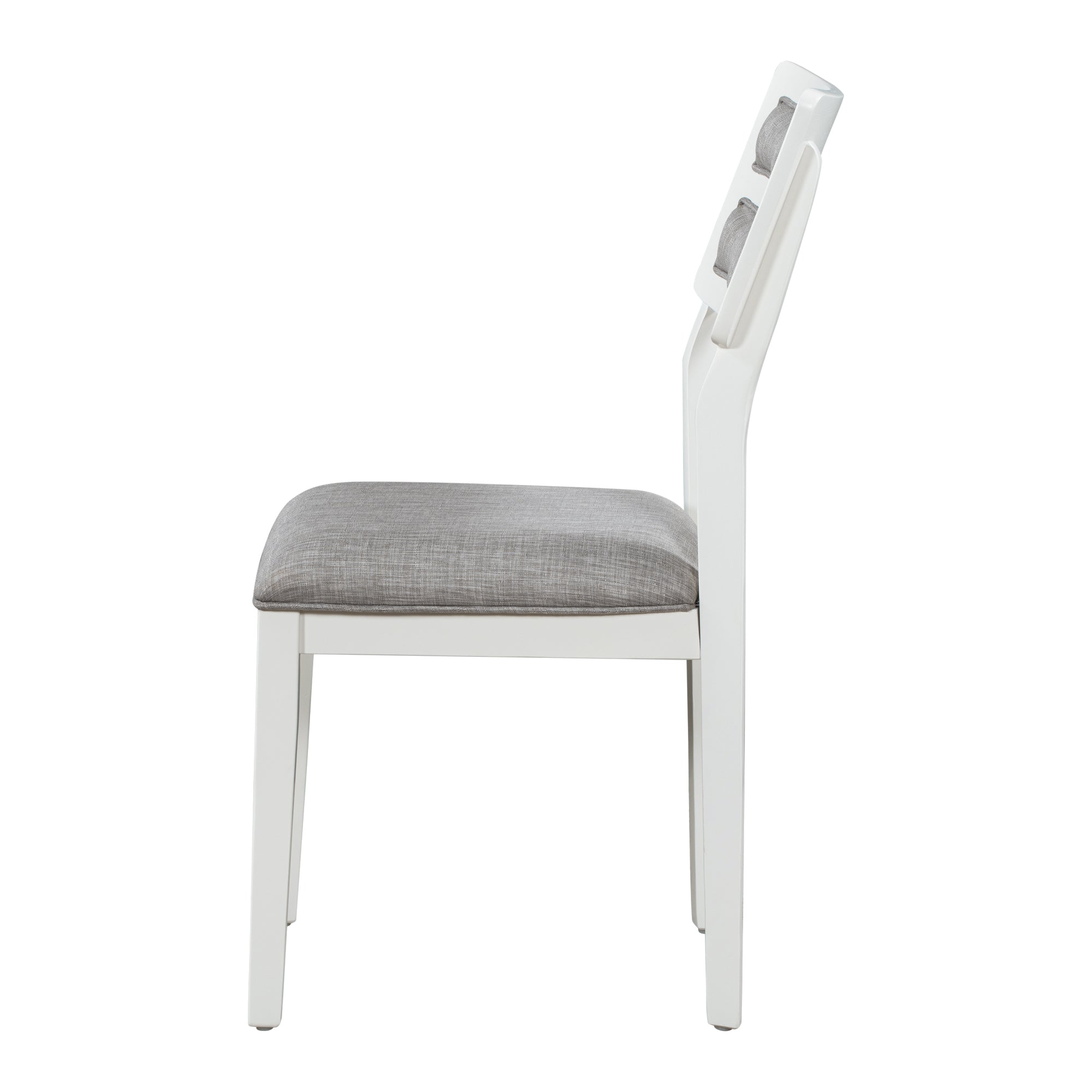 Ensemble de salle à manger TREXM de style classique et traditionnel, 6 pièces, comprenant une table à manger, 4 chaises rembourrées et un banc (blanc et gris)