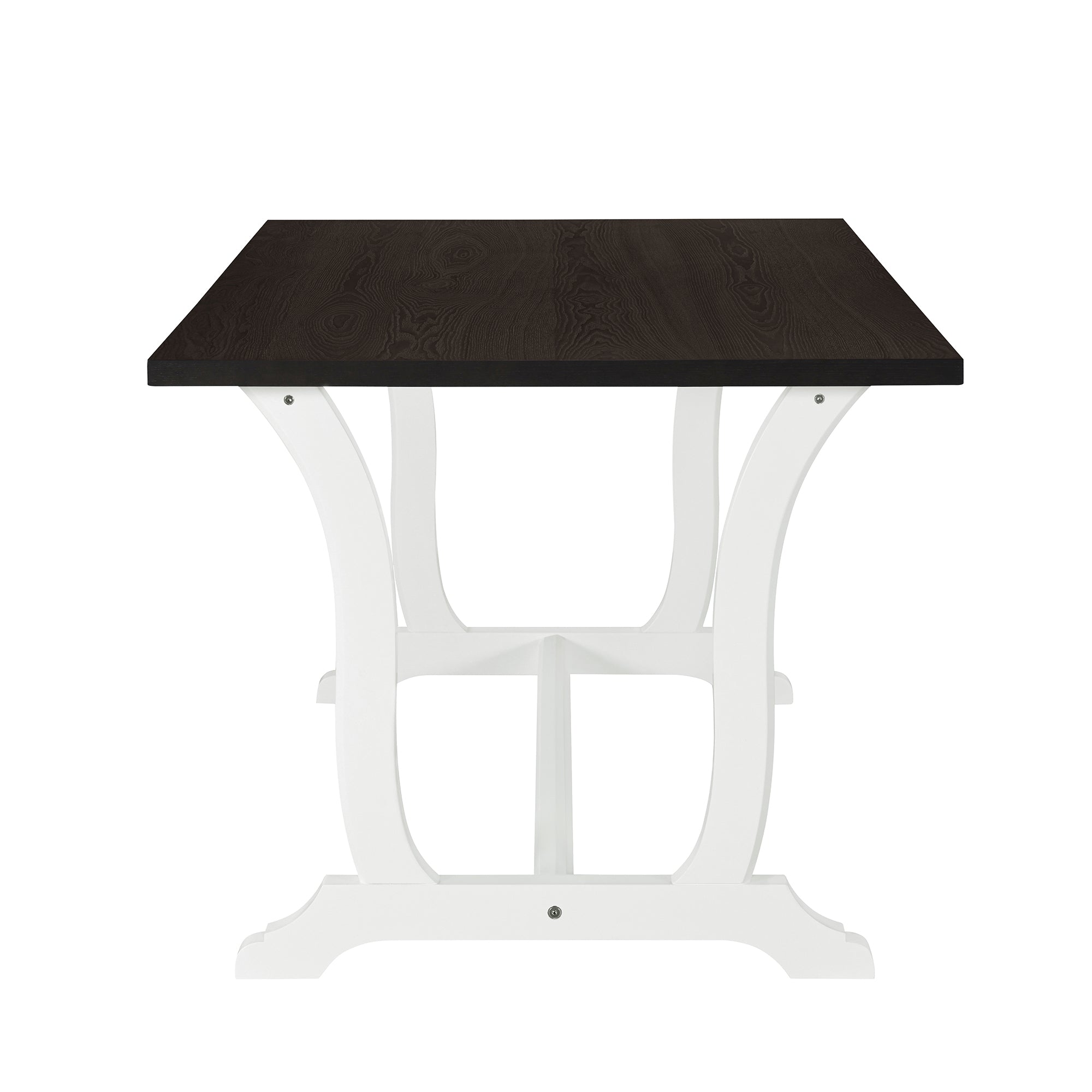 TOPMAX Farmhouse 6-Piece Trestle Dining Table Set with Upholstered Dining Chairs and Bench 59inch, White