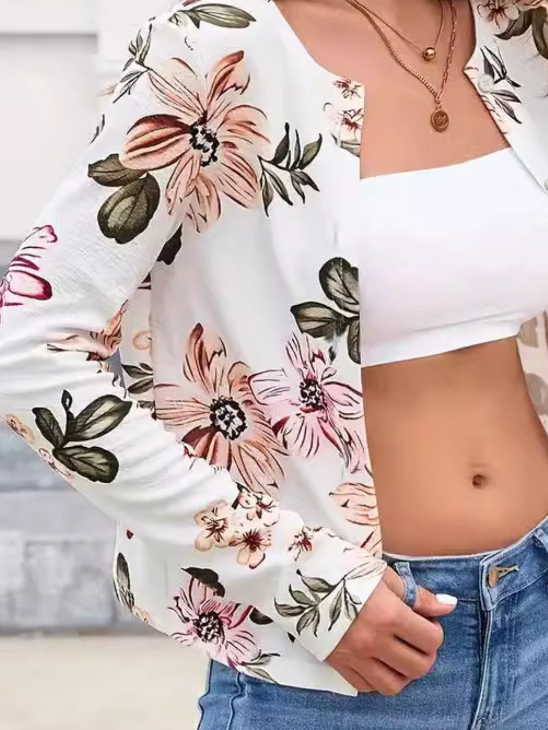 Cardigan imprimé à manches longues et boutons