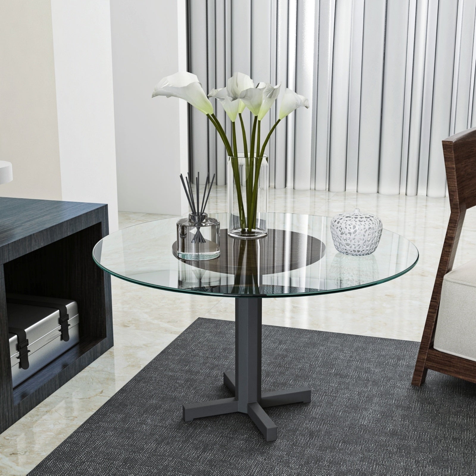24 Round Tempered Glass Table Top, 1 4 Thick With Polished Edge