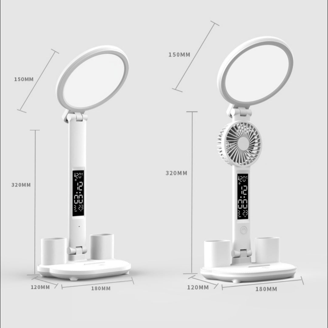 Lampe de table LED rechargeable par USB, intensité variable, ventilateur LED pliable, protection des yeux, veilleuse de lecture