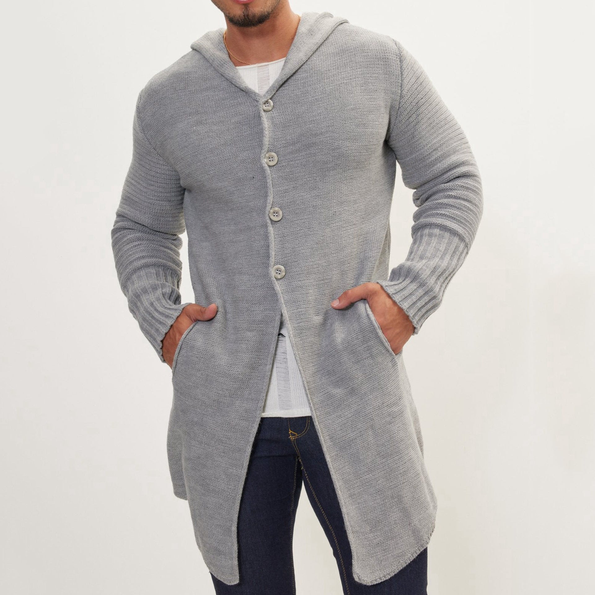 Mid-length Pocket Cardigan Sweater Coat