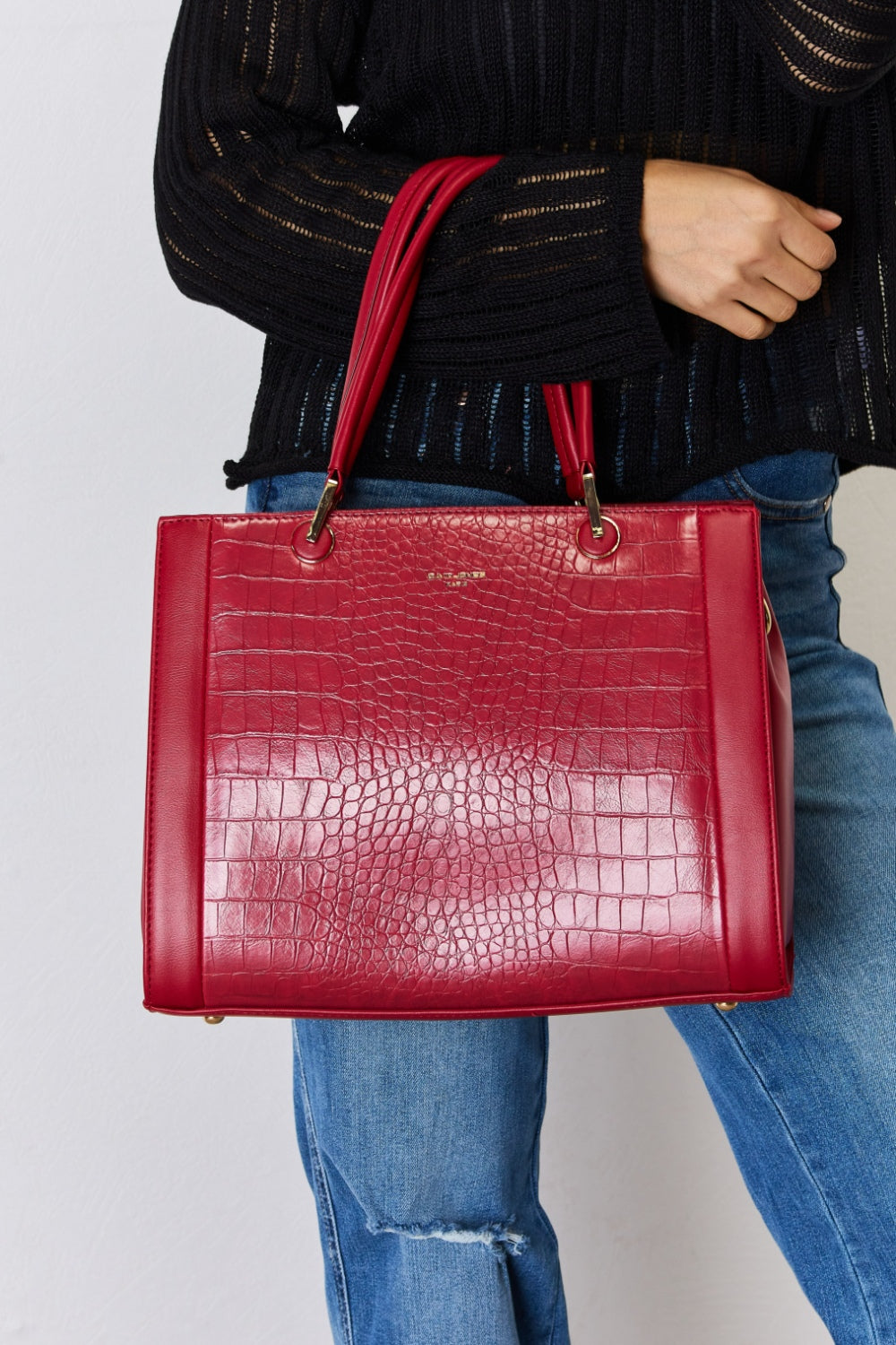 Sac à main en cuir PU texturé David Jones