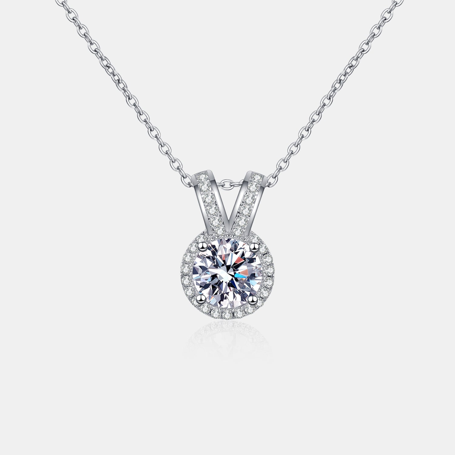 Collier avec pendentif en forme d'oreilles de lapin en moissanite de 1 carat
