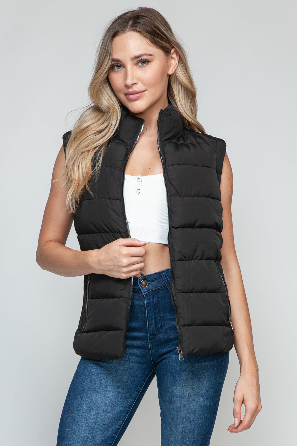 Gilet à col roulé zippé snob avec poches