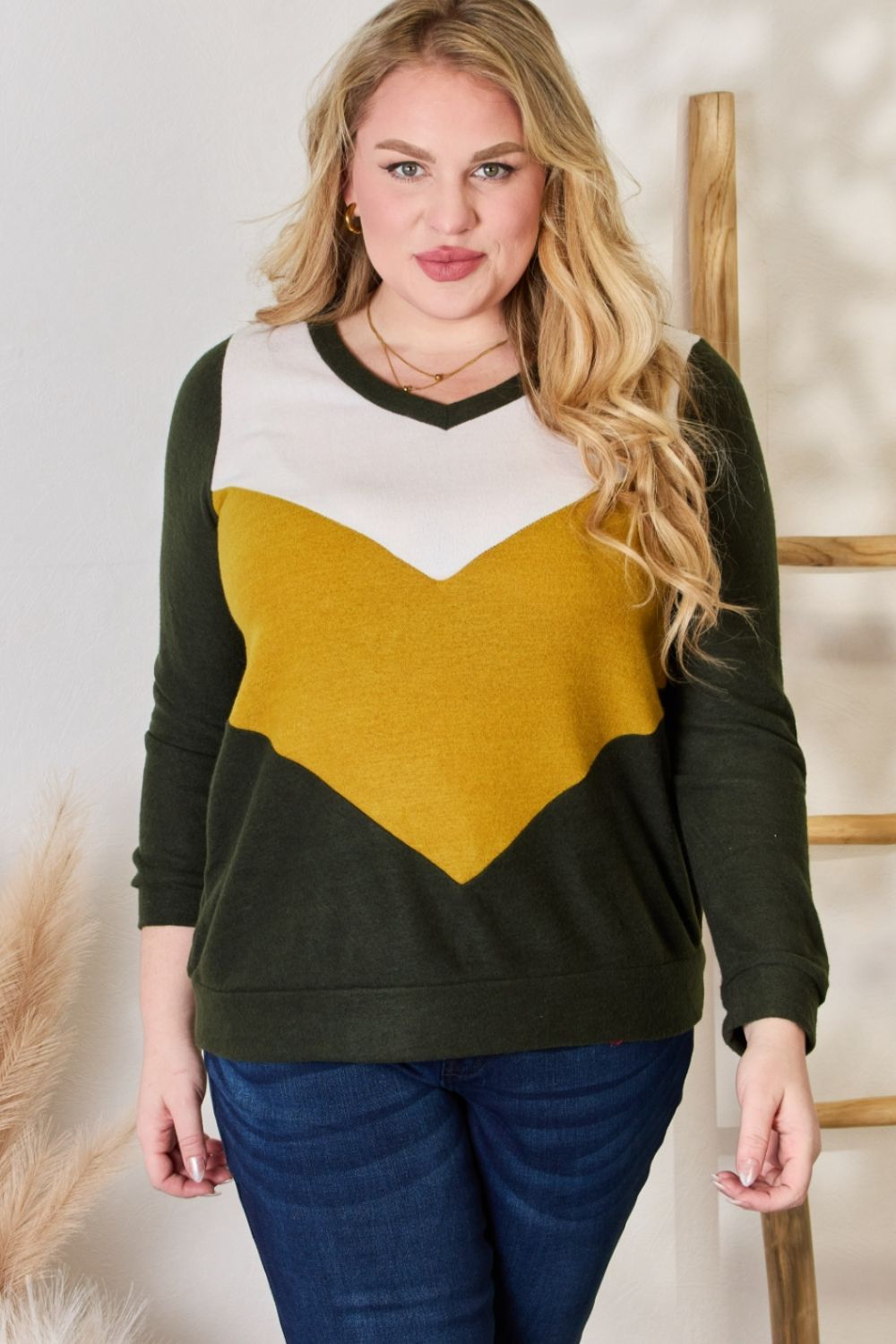 Chemisier col V colorblock grande taille Hailey & Co