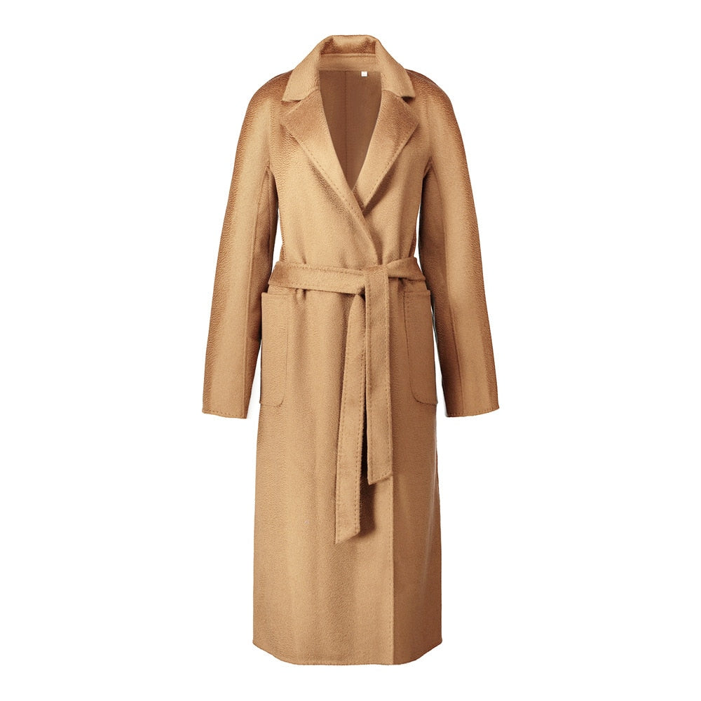 Manteau en laine et cachemire pour femme, nouveau style automne et hiver, fait à la main, tissu double face ondulé