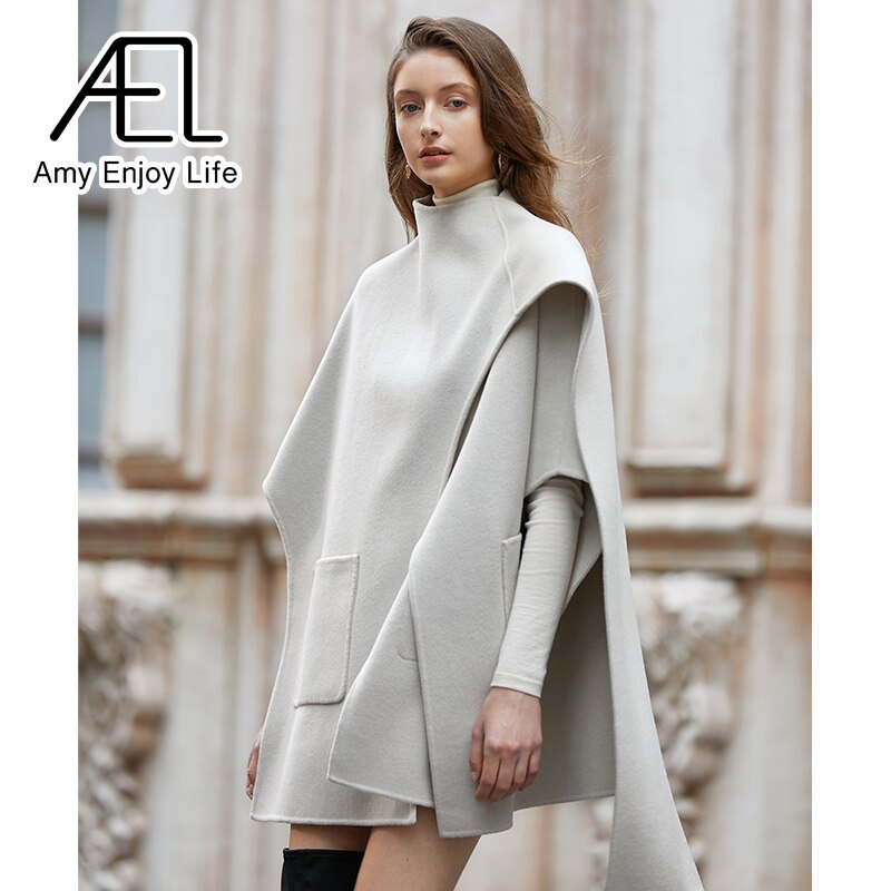 Manteau en laine ample et irrégulier pour femme, style streetwear, collection automne-hiver