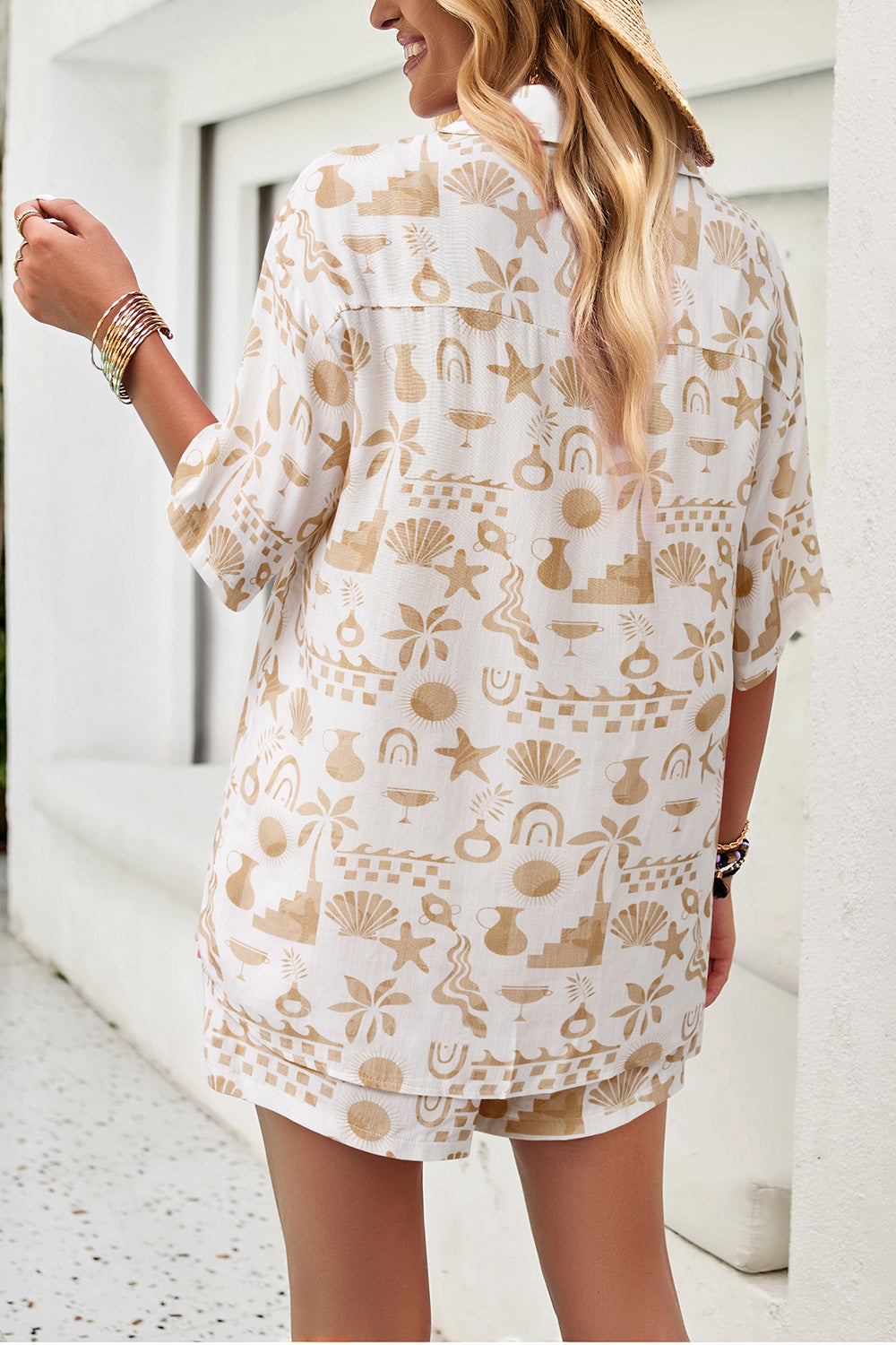 Ensemble chemise boutonnée et short imprimé Devine