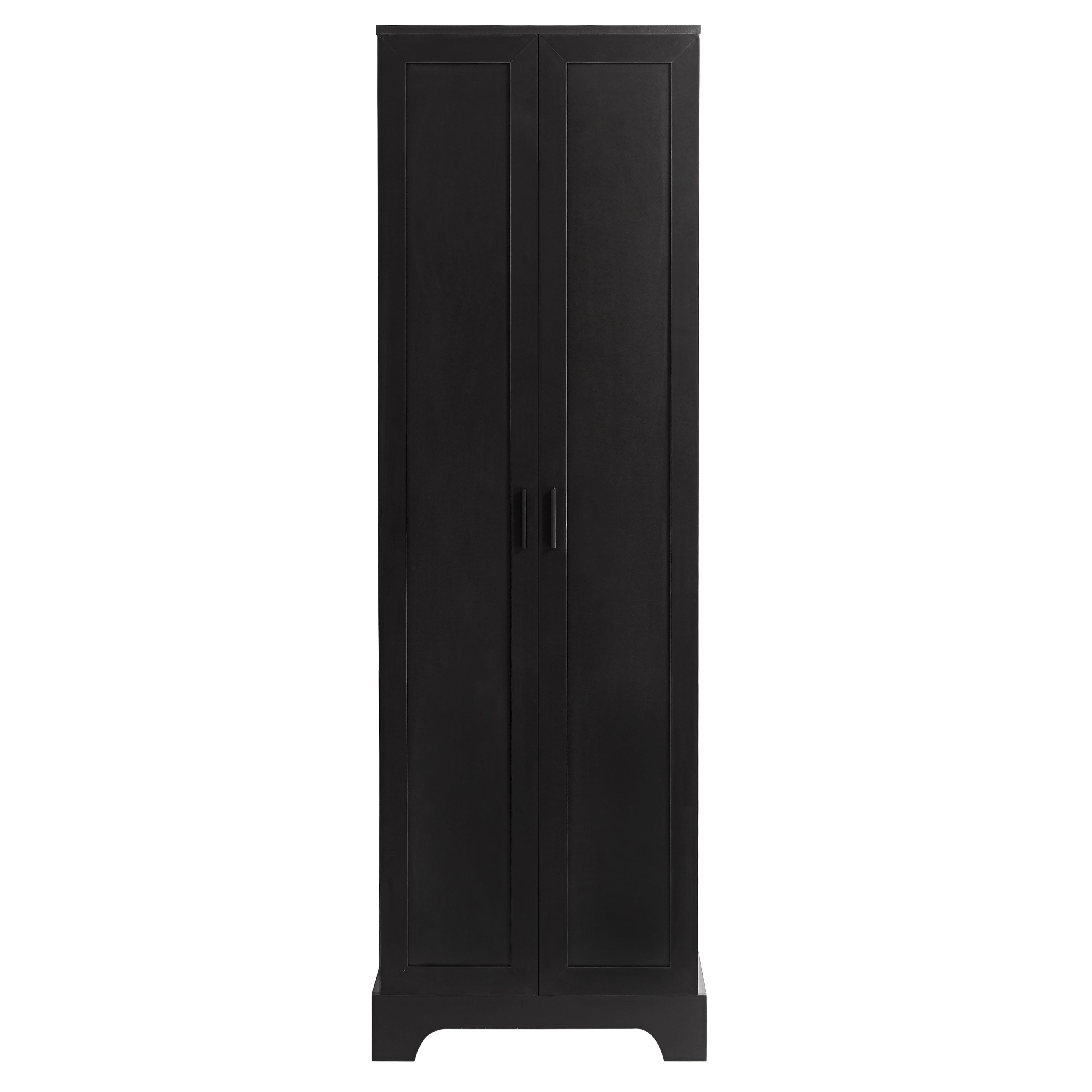 Meuble de rangement à deux portes pour salle de bain et bureau, étagère réglable, panneau MDF, noir