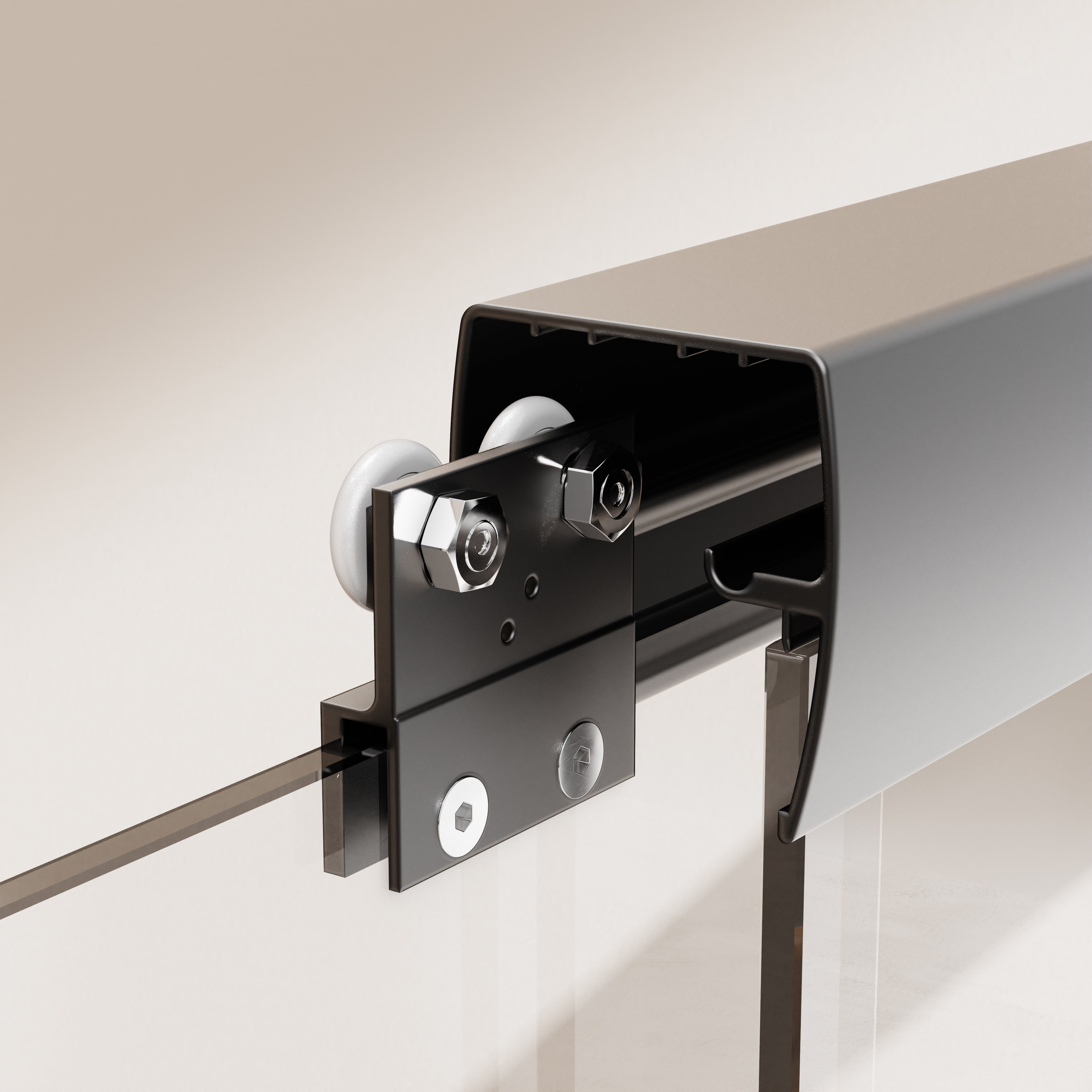 Porte de douche coulissante double semi-sans cadre de 44 à 48 po de largeur et 72 po de hauteur, porte en verre trempé SGCC de 1/4 po (6 mm) d'épaisseur, noir mat