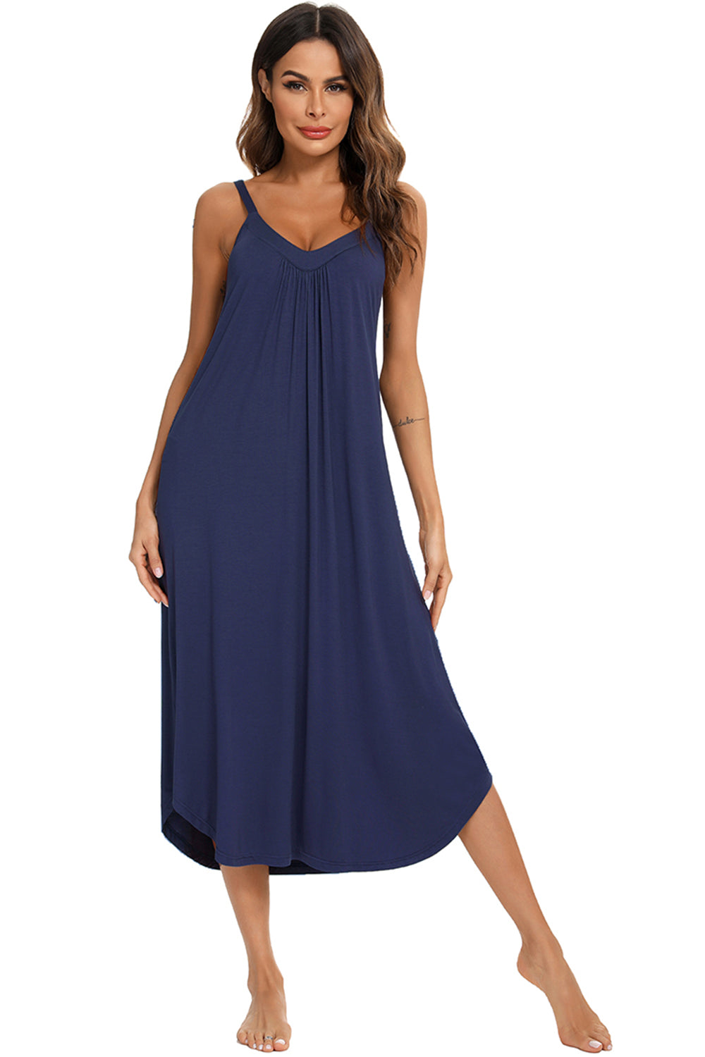 Robe midi décontractée à col en V