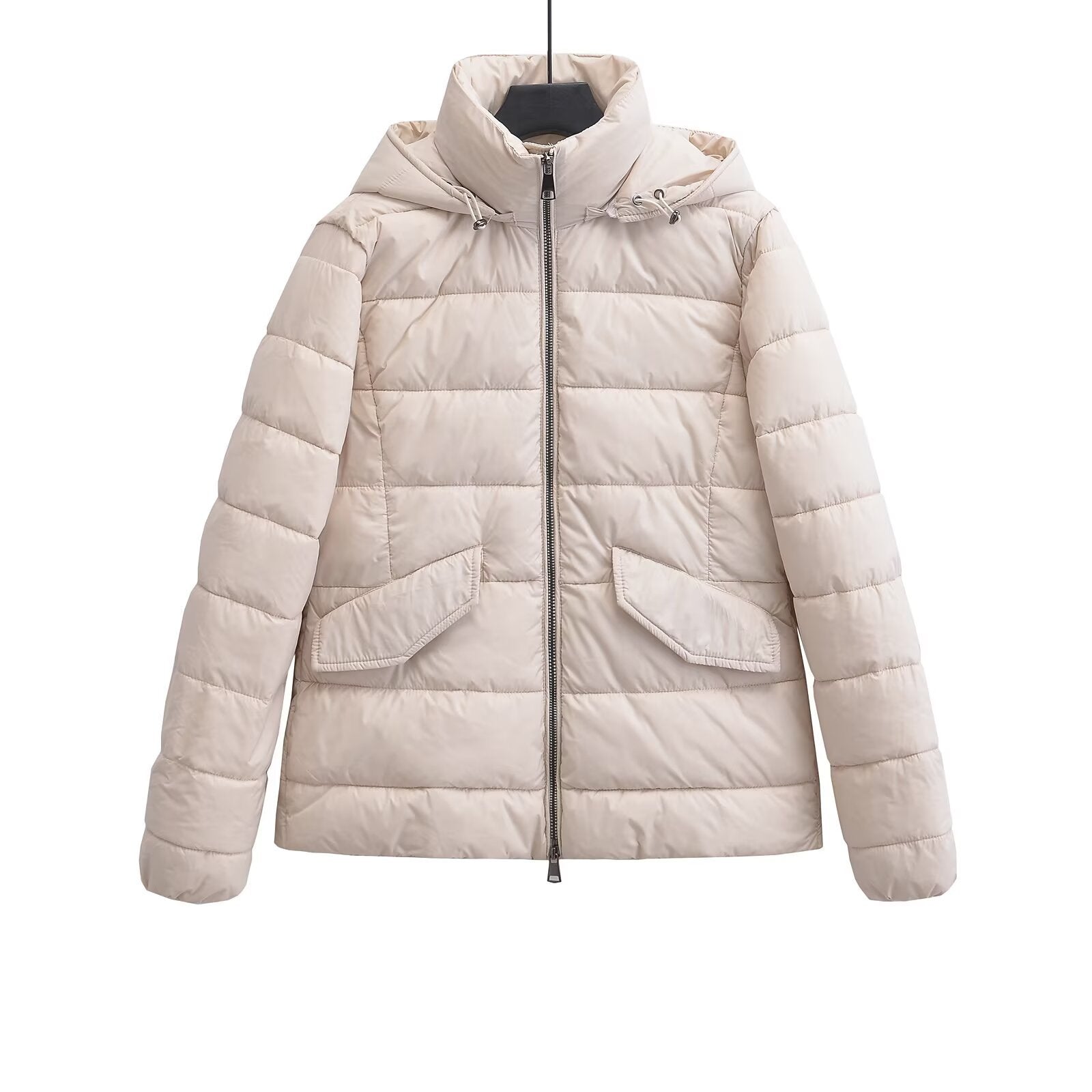 Standing collar hooded cotton jacket