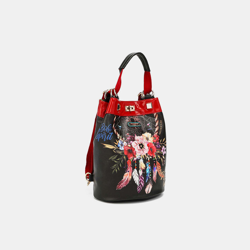 Sac à dos à bandoulière réglable à motif floral Nicole Lee USA